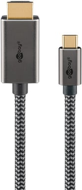 Goobay 75700 câble vidéo et adaptateur 2 m USB Type-C HDMI Type A (Standard) Noir, Argent