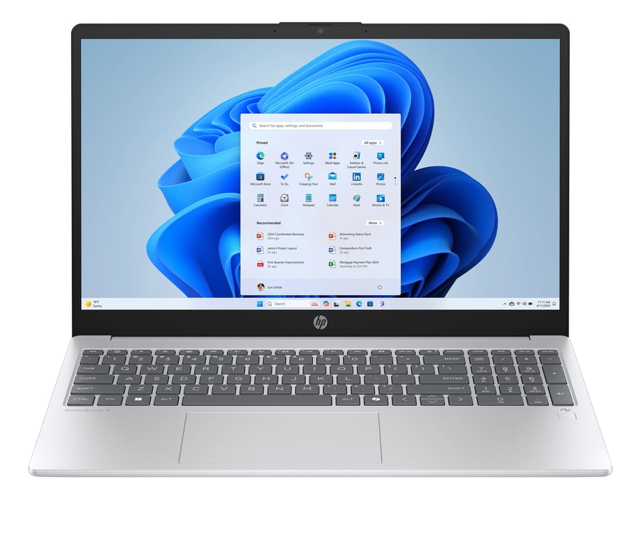 HP OmniBook 3 NGAI OmniBook 3 Next Gen AI 15-fn0021nf Copilot+ PC AMD Ryzen AI 5 340 Ordinateur portable 39,6 cm (15.6 ) Full HD 24 Go DDR5-SDRAM 512 Go SSD Wi-Fi 6 (802.11ax) Windows 11 Home Argent - Neuf