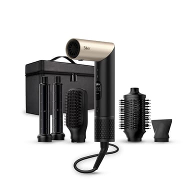 Secador de pelo Silk'n Silky Air Flex Negro-Oro, 1300W, Tecnología Iónica, 5 Accesorios incluidos