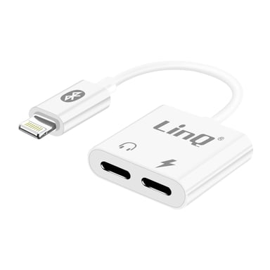 Adaptador Audio Carga iPhone a Doble Lightning Compacto LinQ Blanco