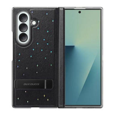 Dux Ducis Funda para Galaxy Z Fold 7 con Muleta Motivo Estrella y Vidrio Templado Negro
