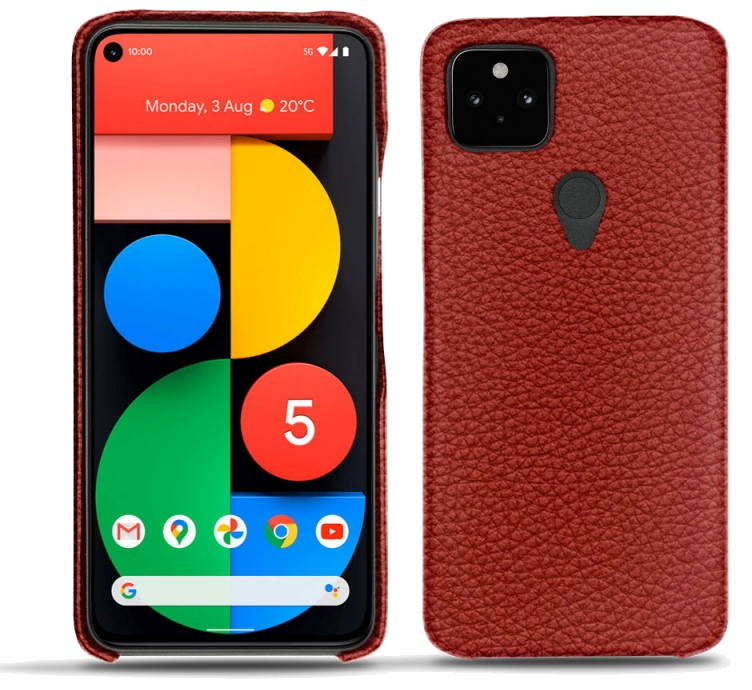 Coque cuir Google Pixel 5 - Coque arrièreRouge