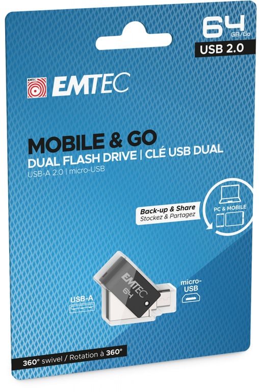 EMTEC Mobile & Go T260B Dual clé USB USB 2.0 / micro USB - vue 2