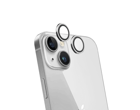 Protège lentilles iPhone 14 / 14 Plus x2 Verre trempé Argent + Garantie à vie - Certifié GRS Force Glass