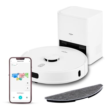 MEDION X41 SW+ Robot Aspirador con Navegación Láser y Estación de Vaciado