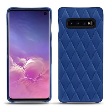 Coque cuir Samsung Galaxy S10 -  - Bleu - Cuir lisse couture