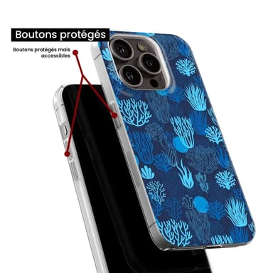 Coque en silicone - Compatible pour Google Pixel 8 - design corail bleu