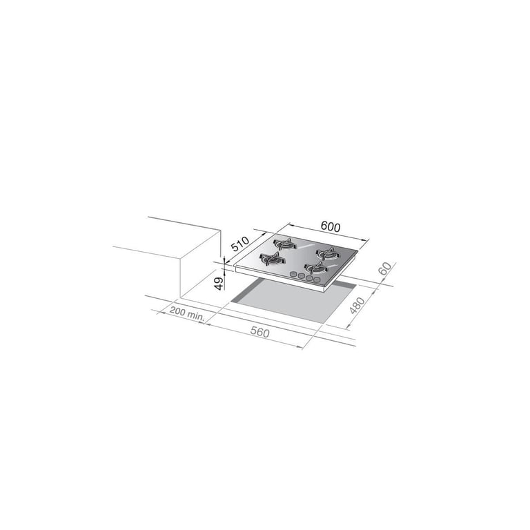 Table De Cuisson Délonghi Nsl 460 T Encastrable 60 Cm Gaz 4 Feux - vue 2