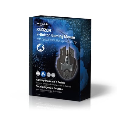 Nedis GMWD200BK ratón Juego mano derecha Óptico 2400 DPI