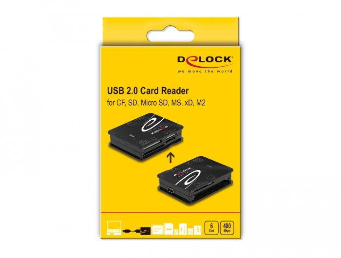 DeLOCK Lecteur de carte USB 2.0 pour cartes mémoire CF / SD / Micro SD / MS / xD / M2 Neuf - vue 3