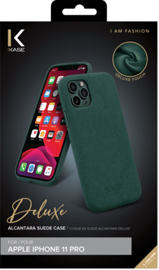Coque en Suéde Alcantara Deluxe pour Apple iPhone 11 Pro, Vert minuit