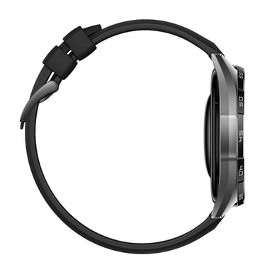 Watch GT6 GPS - Boitier en Acier Inoxydable Argenté de 41 mm avec bracelet Fluoroélastomère, Noir