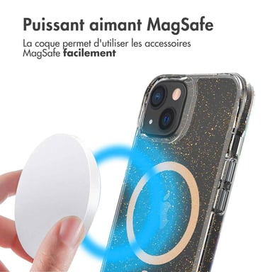 imoshion Coque arrière transparente Pailletée avec MagSafe pour Apple iPhone 13 - Doré