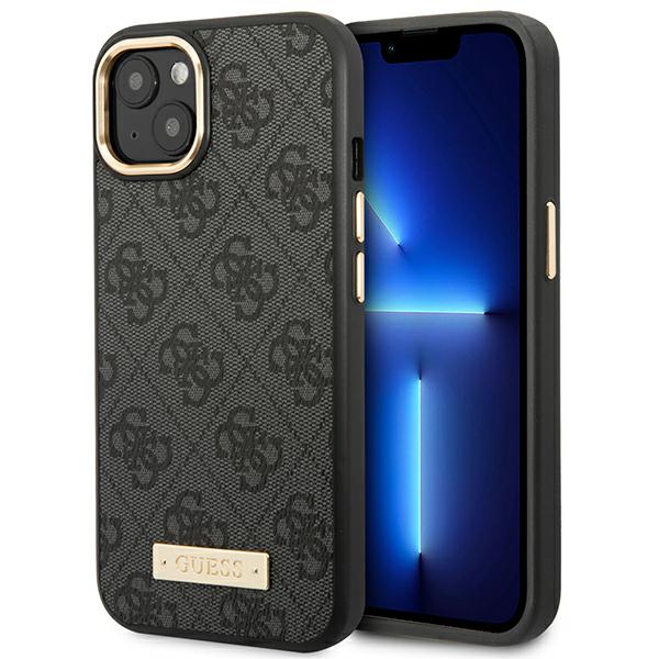 iPhone 14 Plus Coque MagSafe GUESS Monogramme 4G & Plaque Logo Dorée - vue 2