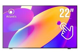 Atlantis A05 T22A VHDM Moniteur tactile 22 pouces écran 10 touches Full HD 1920x1080 HDMI VGA DP inclinable 15° 50° verre de protection 7H contraste 1000:1 angle 178178 Vesa 100