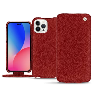 Housse cuir Apple iPhone 14 Pro Max - Rabat vertical - Rouge - Cuir grainé