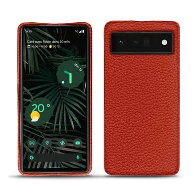 Coque cuir Google Pixel 6 Pro -  - Orange - Cuir grainé