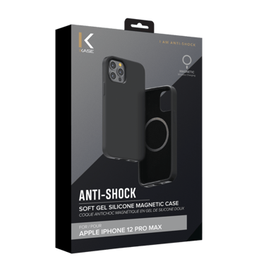 Coque antichoc magnétique en gel de silicone doux pour Apple iPhone 12 Pro Max, Noir satin