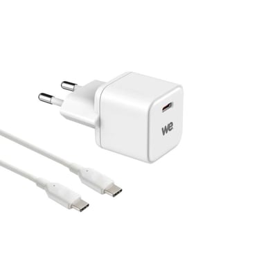 Bundle Chargeur GaN USB-C 20W + câble USB-C/USB-C - 1m - Blanc