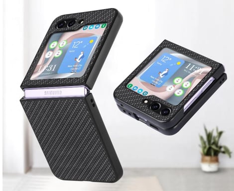 Samsung Galaxy Z Flip 7 FE  5G coque style carbone noir