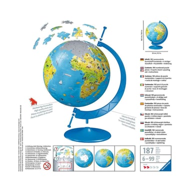 Globe 3D jigsaw 180 piezas - Descubre el mundo de la diversión