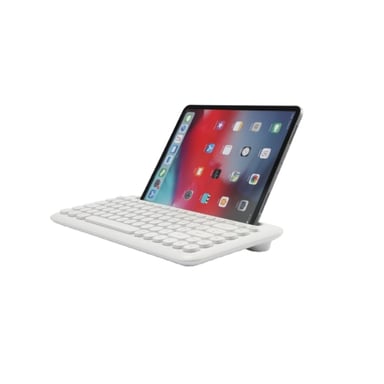 WE Teclado Bluetooth universal con soporte para tablet/smartphone - blanco