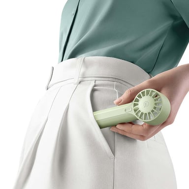 Usams Mini ventilador de bolsillo portátil compacto recargable de 1200mAh y 3 velocidades Verde
