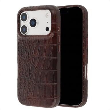 Selencia Coque arrière Croco avec MagSafe pour Apple iPhone 17 Pro Max - Choco Brown