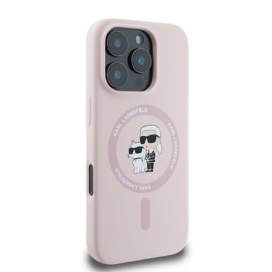 Étui Karl Lagerfeld pour iPhone 16 Pro Max 6.9'' rose étui rigide Silicone Karl&Choupette Ring MagSafe