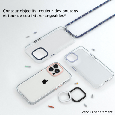 RHINOSHIELD Clear Compatible avec [iPhone 14 Pro Max]   Résiste au jaunissement, Haute Transparence, Coque de Protection Personnalisable Clear - Contour objectifs Photo Noir