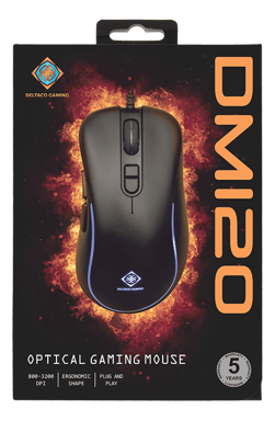 DELTACO GAMING - DM120 - Ratón óptico para juegos 3200 DPI, RGB 7 modos
