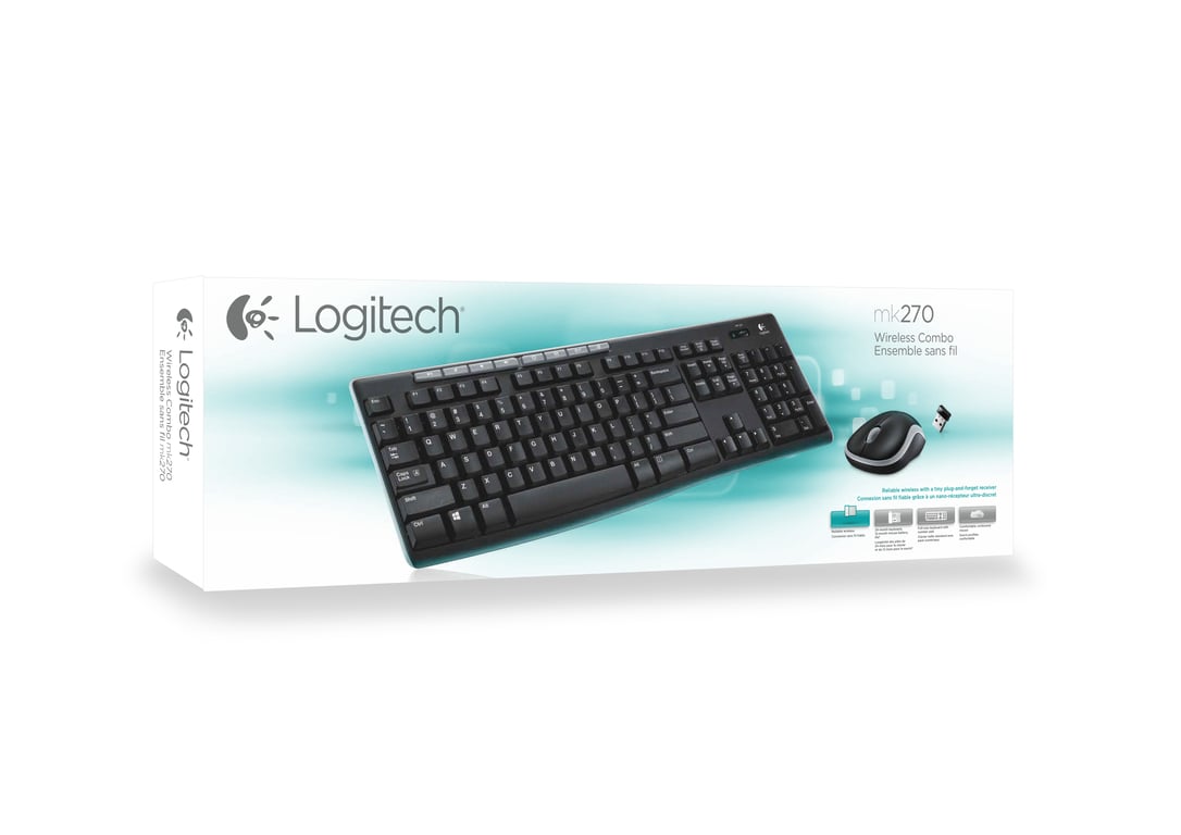 Logitech Wireless Combo MK270 clavier Souris incluse USB AZERTY Français Noir