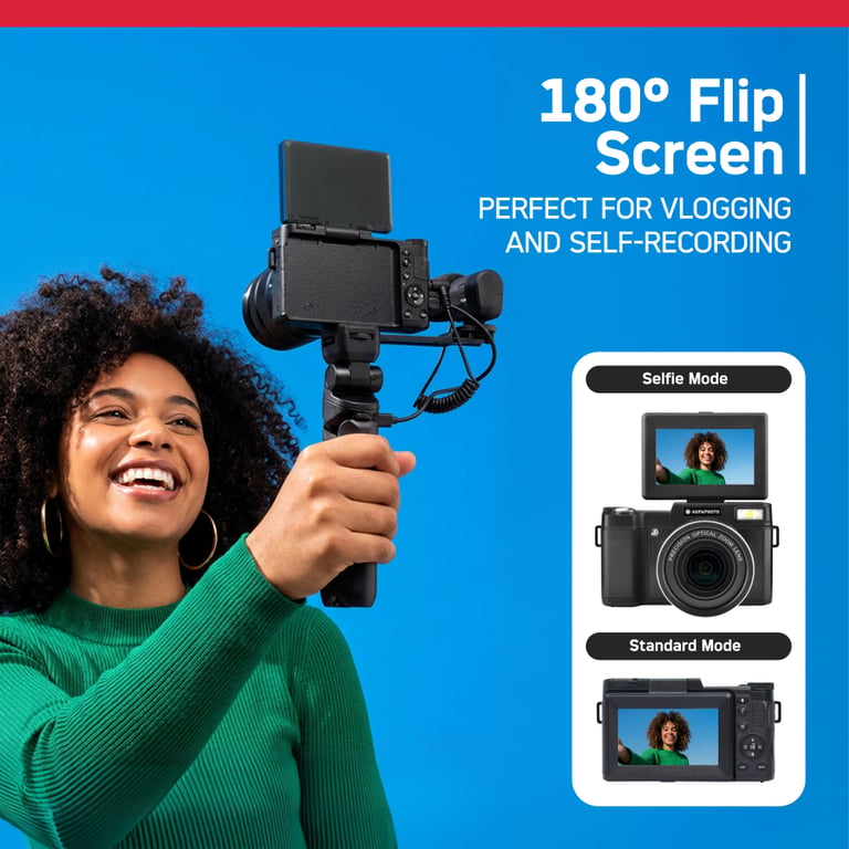 AGFA PHOTO Kit Vlogging VLG 4K Optical 24MP Vidéo 4K Zoom Optique 8x Écran LCD 3 Capteur CMOS Trépied Powerbank Microphone Télécommande Carte Micro SD Incluse Batterie Lithium Neuf - vue 2