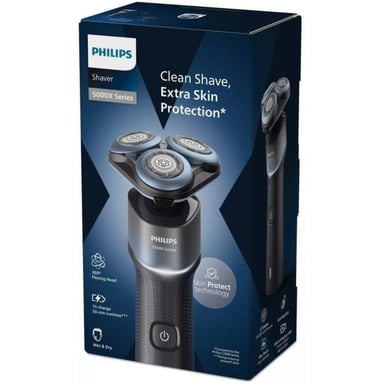 Afeitadora Eléctrica Philips Serie 5000X X5006 Wet & Dry, 27 Cuchillas de Acero Inoxidable Autoafilables, Cabezal Giratorio 360°, Tecnología SkinProtect