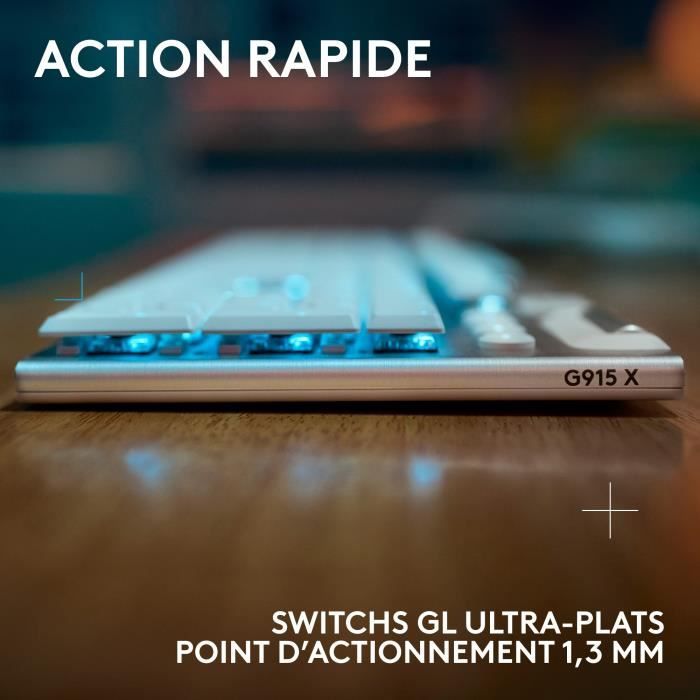 Clavier gamer Sans fil Logitech G G915 X AZERTY Mécanique - vue 8