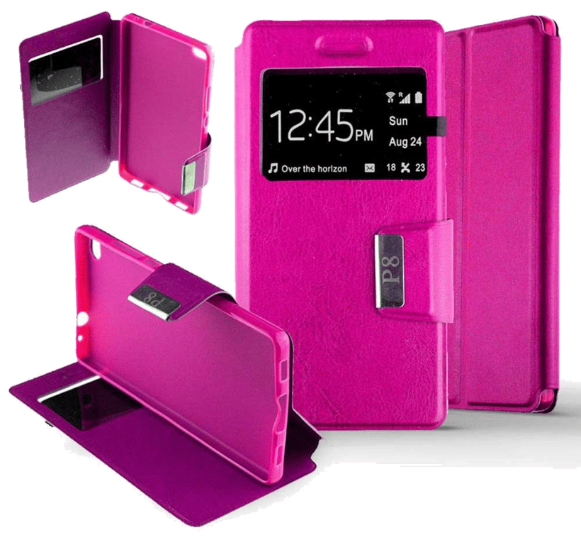 Etui Folio compatible Rose Fushia Huawei P8