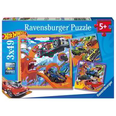 Hot Wheels Puzzles Boxed Set - 3 Puzzles de 49 Piezas con Pósters