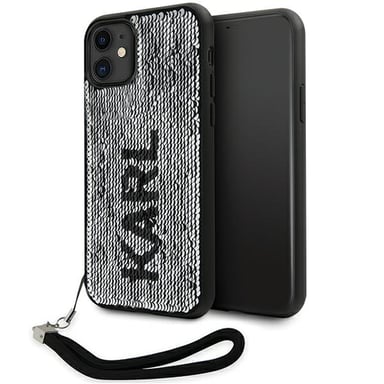 Funda Karl Lagerfeld Sequins Cord para iPhone 11, plateado