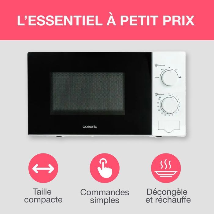 Micro ondes OCEANIC MO20W11 45 4 x H26 1 x P32 6 cm - vue 4