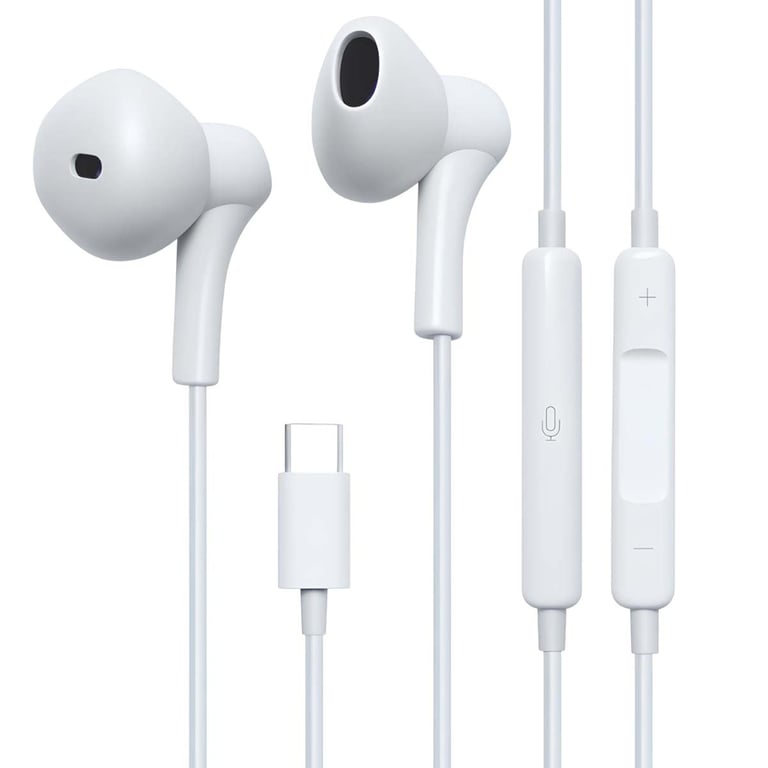 Écouteurs Filaires USB C avec Micro et Télécommande 3 Boutons Neuf