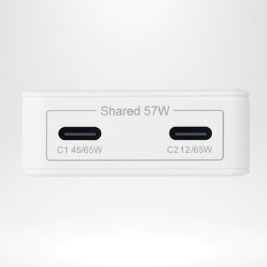 Accezz Chargeur GaN Ultra Slim - 2x USB-C - 65 W - Blanc