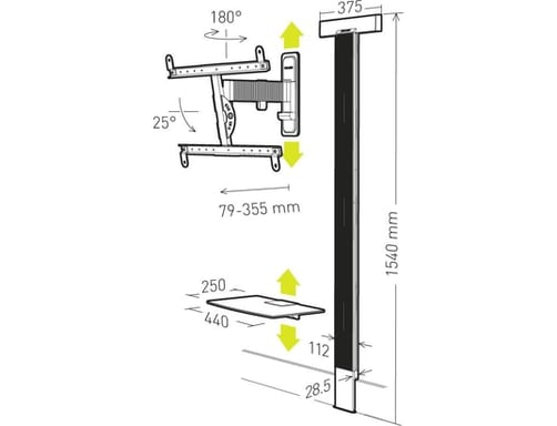 Erard EXOSTAND 600 2,16 m (85'') Nero, Titanio