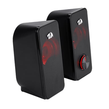 Redragon STENTOR (GS500) altoparlante stereo 2.0 per PC con retroilluminazione rossa, alimentazione USB e jack da 3,5 mm