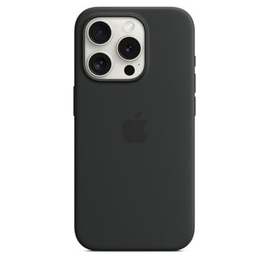 Coque en silicone avec MagSafe pour iPhone 15 Pro, Noir