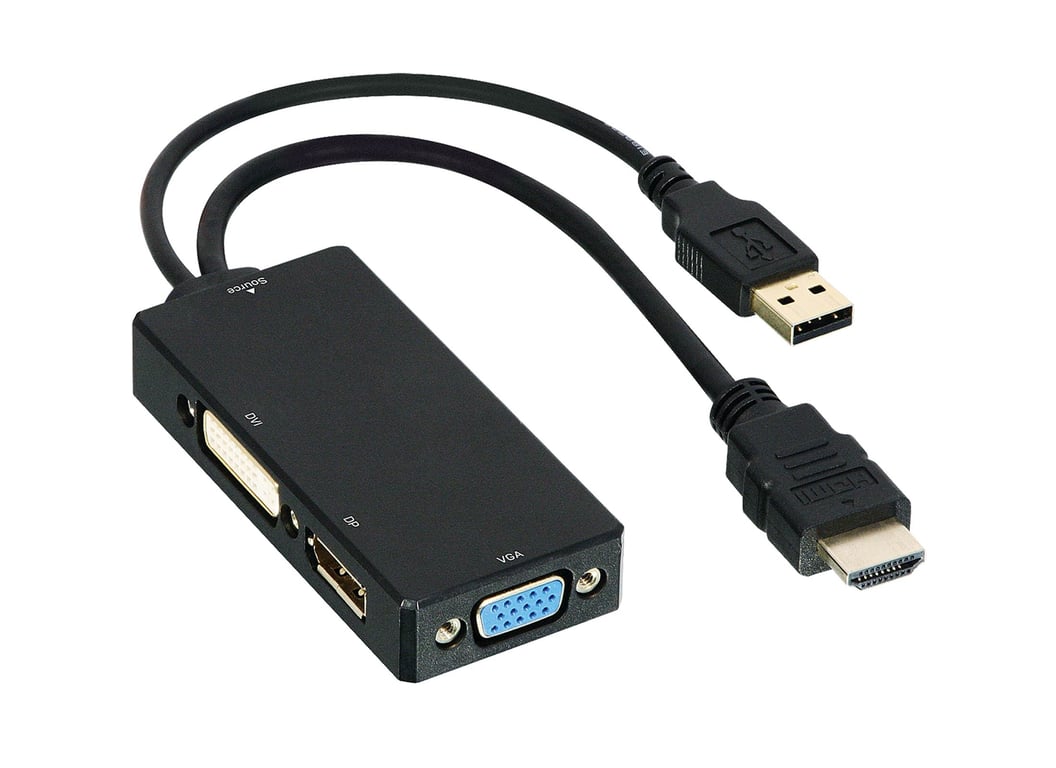 DLH ADAPTATEUR HDMI VERS DVI / VGA / DISPLAYPORT F Neuf