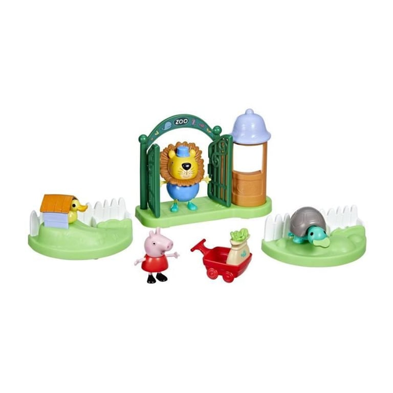 Peppa Pig, coffret Peppa va au zoo, 2 figurines de 7,5 cm et 6 accessoires thématiques, jouet préscolaire pour enfants, des - Neuf