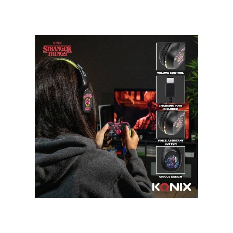 Casque audio Sans fil Stranger Things Bluetooth 5.3 smartphones tablettes Microphone Autonomie 30 h jaune Neuf - vue 4