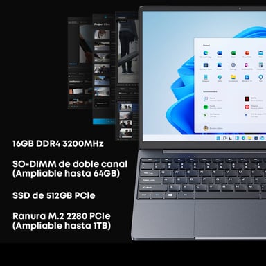 CHUWI CoreBook X R5 14'' Ultrabook, Ryzen 5 7430U, 16GB RAM, 512GB SSD, Windows 11 Home, ligero y potente - Gris