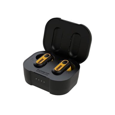 Écouteurs True Wireless DEWALT Pro-X1 Bluetooth 5.0 IPX6 Boîtier de charge robuste Noir et Jaune