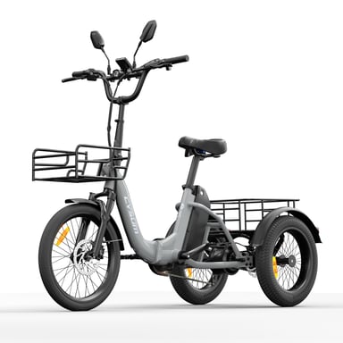 Tricycle cargo électrique CYSUM AG1 PRO, batterie 48 V 20 Ah, paniers avant et arrière, marche arrière